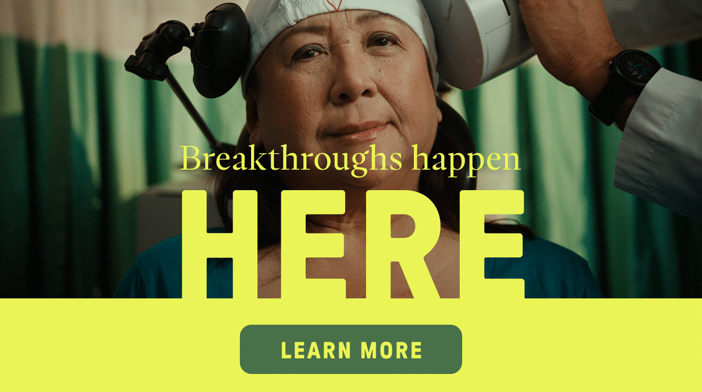 Sunnybrook hospital patient with headline "breakthroughs happen here"